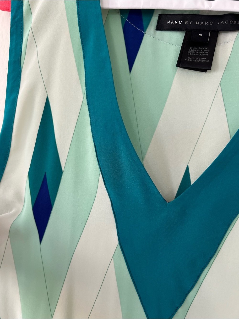 Marc by Marc Jacobs Teal, Mint & Navy Geometric Silk Dress - Picture 4 of 5